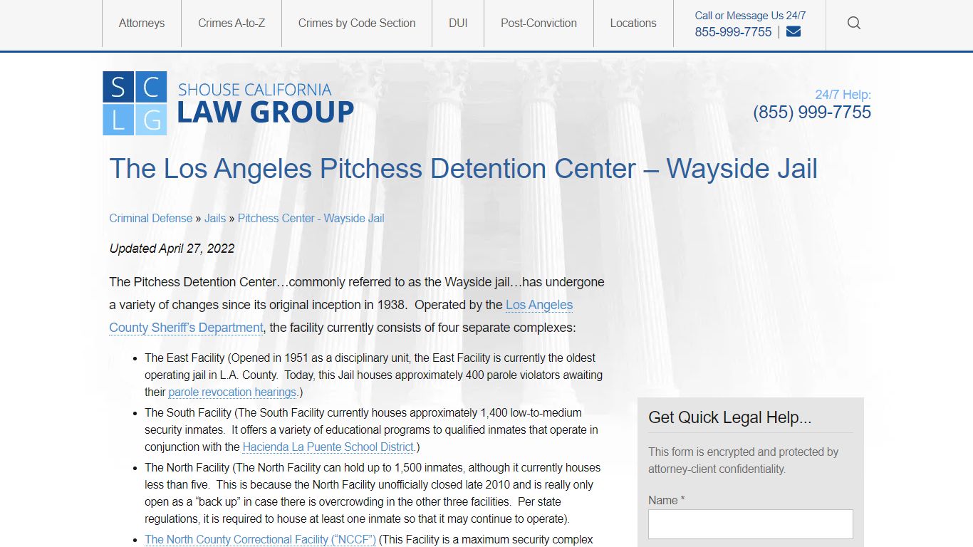 Information For The Pitchess Detention Center (Wayside Jail)